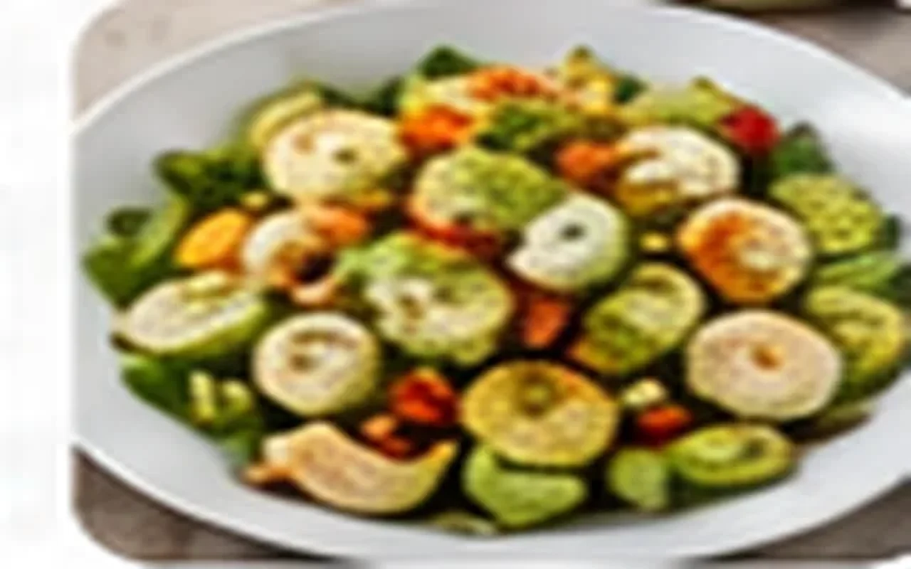 Тёплый салат с курицей и овощами